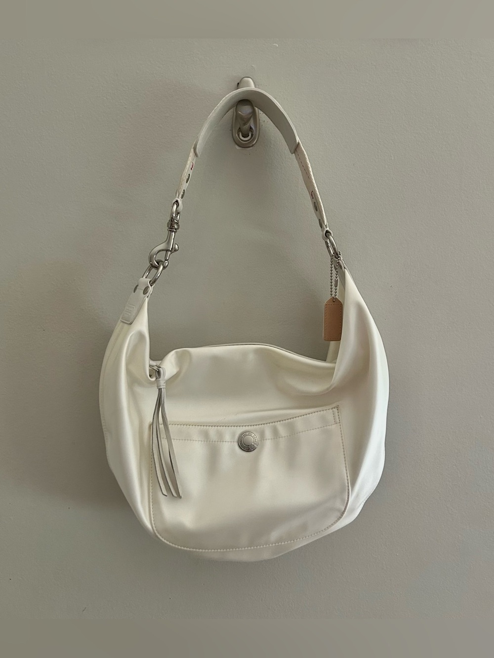 COACH Y2K Vintage Hapton Small Hobo Shoulder Bag Satin Nylon & Leather 1891